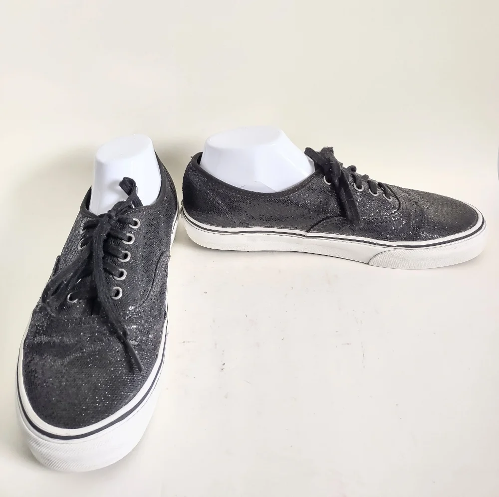 Vans Off The Wall‎ Mens Sz 10 / Women Size 11.5 Black Sequins Skate Shoes (TB4R)